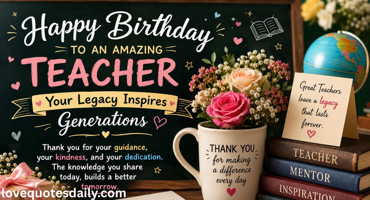 Happy Birthday Message for a Teacher Legacy featuring heartfelt birthday wishes, teacher appreciation, inspiring educator tribute, and classroom celebration